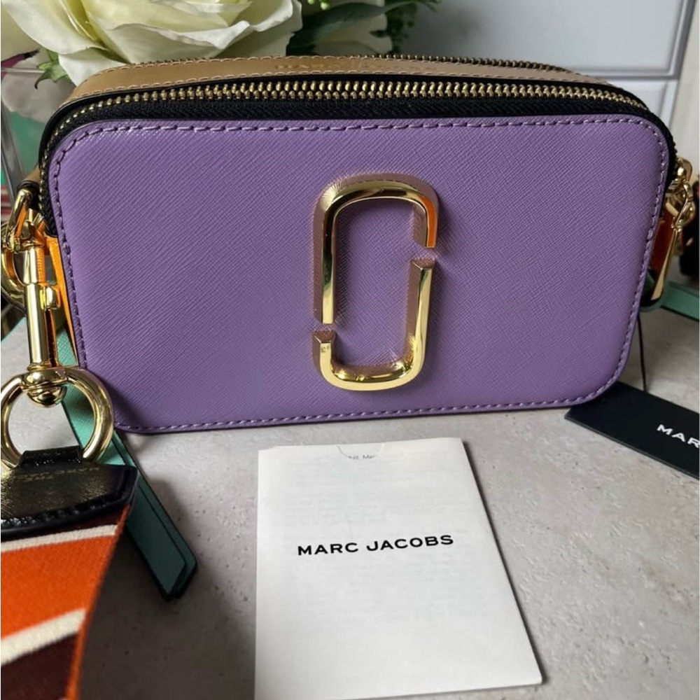 ✨ MARC JACOBS Saffiano Small Snapshot Camera Bag – Purple & Orange ✨